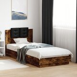 Maison Chic Posteljni okvir - Enojna postelja - Postelja za odrasle z vzglavjem dimljen hrast 90x200 cm inž. les-J9512, (21767934) | Shoptok.si