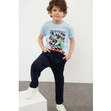 Trendyol Boy's Navy Blue Regular Waisted and Tied Woven Trousers