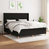  Box spring postelja z vzmetnico črna 160x200 cm blago, (20791480) Cene