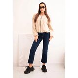 Kesi Włoski Women's jacket with a zipper and puffed sleeves beige | Shoptok.si