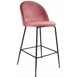 House Nordic set od 2 ružičaste barske baršunaste stolice s crnim nogama Lausanne