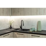 LAVEO Granitni sudoper Barbados, dva korita sa sifonom, cjedilom, crni, 100x48 cm | shoptok.hr