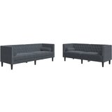  2-dijelni set sofa Chesterfield tamnosivi baršunasti | shoptok.hr