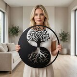 Wallxpert metalni zidni ukras 5201, drvo života sa korenjem u krugu jin i janga, 72 x 72 cm, crni | Eponuda.com