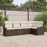 vidaXL Vrtni Set Sofa 5 komada Smeđa, Krem Ratan, Poliester Cijene