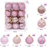  Set božićnih kuglica 36 kom. Ružičasta 6 cm Polistiren | shoptok.hr