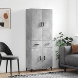 vidaXL Visoka komoda betonsko siva 69,5x34x180 cm inženirski les | Shoptok.si