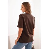 Polski Women's cotton blouse with Minimal print brown | shoptok.hr