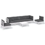 Maison Chic Seti vrtnega pohištva - Vrtna garnitura - Vrtni pohištvo set 7-delna z blazinami trdna borovina, (21802052) | Shoptok.si