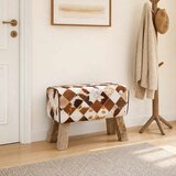  Klupa 60 x 30 x 45 cm Prava koža Smeđi patchwork Cijene