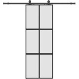  Klizna vrata s priborom crna 76 x 205 cm kaljeno staklo | shoptok.hr