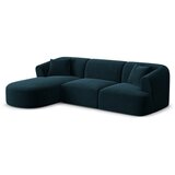 Cosmopolitan Design Modrozelena žametna kotna sedežna garnitura (levi kot/z ležalnikom) Campi – | Shoptok.si