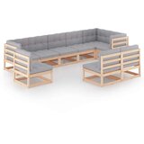  Sedežna garnitura 9-delna z blazinami trdna borovina | Shoptok.si