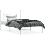 Metalni Kovinski posteljni okvir z vzglavjem bel 107x203 cm | Shoptok.si