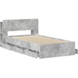  Okvir kreveta s pohranom s uzglavljem Betonska siva 90 x 190 cm | shoptok.hr