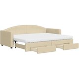 vidaXL Izvlečna dnevna postelja s predali krem 80x200 cm bla | Shoptok.si