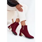 Boto Women's heeled ankle boots with gold details Bordeaux Kalivra Cene