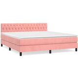 The Living Store Box spring postelja z vzmetnico roza 180x200 cm žamet - Box Spring Postelja, (21492259) | Shoptok.si
