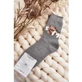 Kesi Warm cotton socks with teddy bear, dark grey