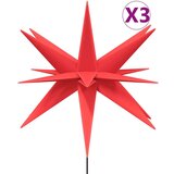 vidaXL Božićna svjetla sa šiljcima 3 kom LED sklopiva crvena 57 cm | shoptok.hr