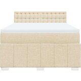  Box spring postelja z vzmetnico krem 160x200 cm blago | Shoptok.si