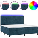 Krevet box spring s madracem LED tamnoplavi 200x200 cm baršun | shoptok.hr
