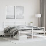  Metalni okvir kreveta uzglavlje i podnožje bijeli 150 x 200 cm | shoptok.hr