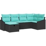 vidaXL Set sofe 6 kom. Crna poliratan - Crna Plava bez stola | shoptok.hr
