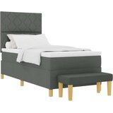 vidaXL Box Spring Krevet s madracem i klupom Tamno siva 100x200 cm Tkanina Cijene