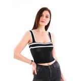 Dewberry Z2003 WOMEN'S CROOP BLOUSE-BLACK-WHITE | shoptok.hr