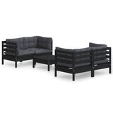 The Living Store Vrtna sedežna garnitura 5-delna z antracit blazinami borovina - Vrtna Sedežnaa Garnitura, (21422016) | Shoptok.si