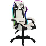  Igraća stolica s RGB LED svjetlima bijelo-crna od umjetne kože | shoptok.hr