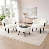 Atelier Del Sofa Star - White, Black WhiteBlack Wing Chair & Coffee Table Set (3 Pieces) Cene
