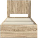  Krevetna konstrukcija s pohranom i uzglavljem Hrast sonoma Smeđa 100 x 200 cm | Shoptok.si