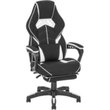 GAMING STOL kovina, umetna masa, tekstil črna, bela