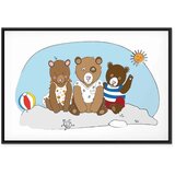 Slika - Teddy Bears on the Beach (1 Part) Wide 60x40 U crnom drvenom okviru | shoptok.hr