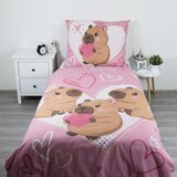 Jerry Fabrics Ružičasta pamučna dječja posteljina za krevet za jednu osobu 140x200 cm Kapybara Heart – | shoptok.hr