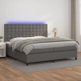 Krevet box spring s madracem LED sivi 200x200cm od umjetne kože Cijene