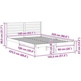  Krevetna konstrukcija Smeđa 140 x 220 cm Čvrsto borovo drvo | shoptok.hr
