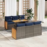  7-dijelni set vrtnih sofa poliratan i bagrem s jastucima sivi | shoptok.hr