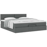 vidaXL Otomanski posteljni okvir z vzmetnico siv 180x200 cm blago | Shoptok.si