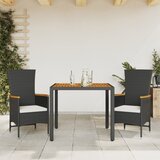  3-dijelni vrtni blagovaonski set s jastucima od poliratana crni Crna | shoptok.hr