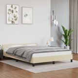 vidaXL Posteljni okvir z vzglavjem krem 140x190 cm umetno usnje Cene