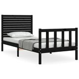 Maison Chic Posteljni okvir - Enojna postelja - Postelja za odrasle 75x190 cm z vzglavjem črn trden les-J16063, (21770888) | Shoptok.si