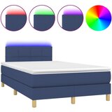 vidaXL Box spring postelja z vzmetnico LED modra 120x190 cm blago, (21128180) | Shoptok.si