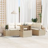 vidaXL 6-dijelni vrtni sofa set s jastučićima Bež Poli ratan Cijene