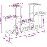  Stalak za cvijeće s kotačima 110x25x78 cm od masivne jelovine | shoptok.hr