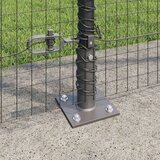 vidaXL varjena žična ograja z 7 flanšnimi stebri siva 1.6x10 m jeklo | Shoptok.si