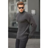 Madmext Anthracite Turtleneck Knitted Sweater 6858 Cene