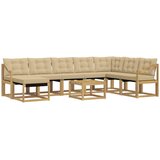 vidaXL Zunanja garnitura za sedenje z blazino 9 pcs Bela in bež, (5000280781) | Shoptok.si